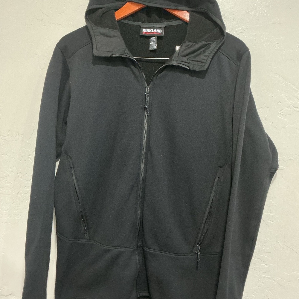 Kirkland Signature Black Hooded Lightweight Zip-Up Jacket